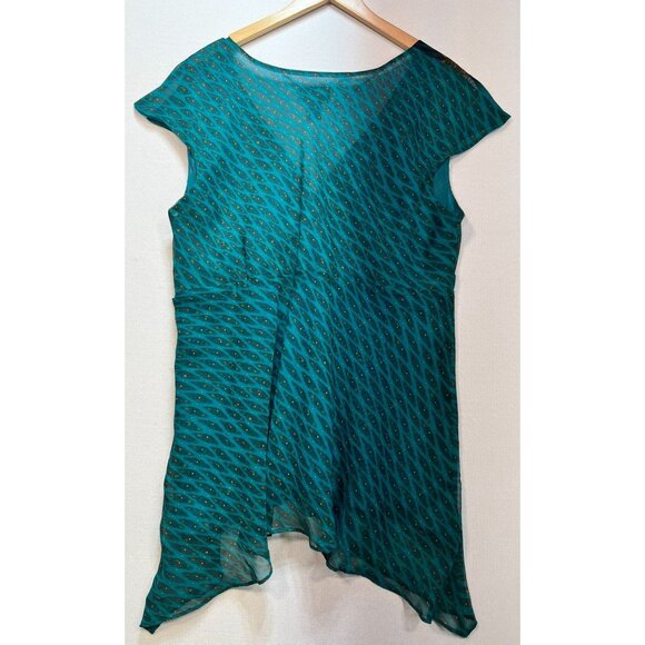 Lane Bryant Womens Dressy Mini DressSize 18/20 Turquoise Green Wrap Neck Stretch - Picture 2 of 11